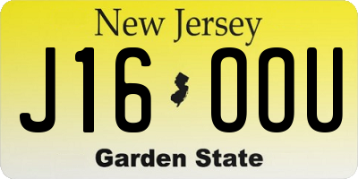 NJ license plate J16OOU
