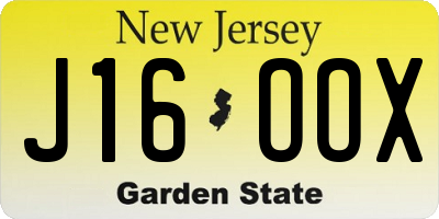 NJ license plate J16OOX