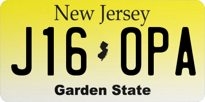 NJ license plate J16OPA