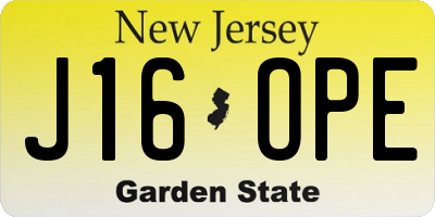 NJ license plate J16OPE