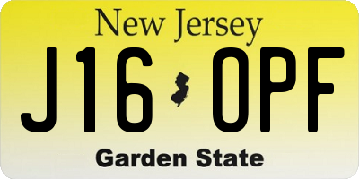 NJ license plate J16OPF