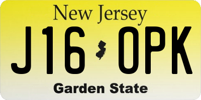 NJ license plate J16OPK