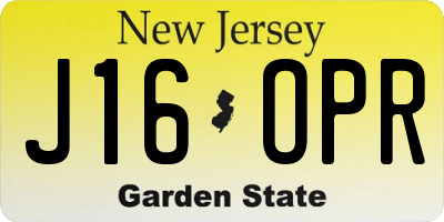 NJ license plate J16OPR