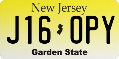 NJ license plate J16OPY