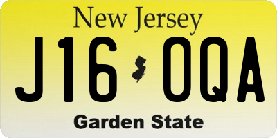 NJ license plate J16OQA
