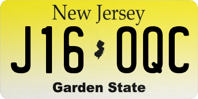 NJ license plate J16OQC