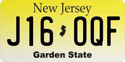 NJ license plate J16OQF