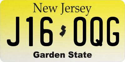 NJ license plate J16OQG