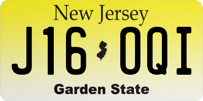 NJ license plate J16OQI