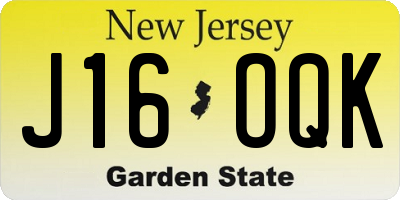 NJ license plate J16OQK