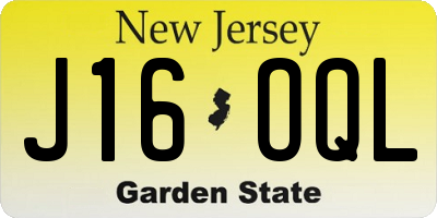 NJ license plate J16OQL