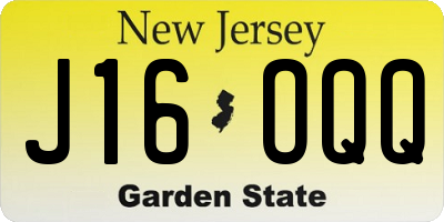 NJ license plate J16OQQ