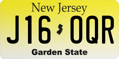 NJ license plate J16OQR