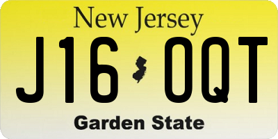 NJ license plate J16OQT