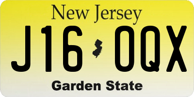 NJ license plate J16OQX