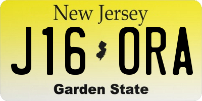 NJ license plate J16ORA