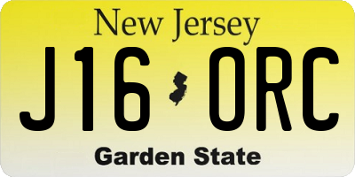 NJ license plate J16ORC
