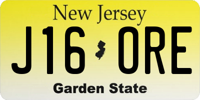 NJ license plate J16ORE