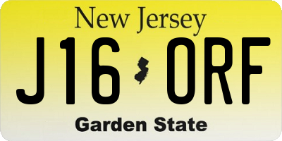 NJ license plate J16ORF