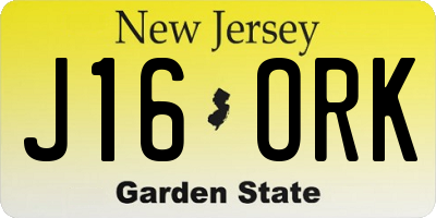 NJ license plate J16ORK