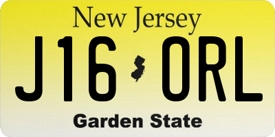 NJ license plate J16ORL
