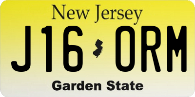 NJ license plate J16ORM