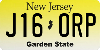 NJ license plate J16ORP