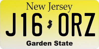NJ license plate J16ORZ