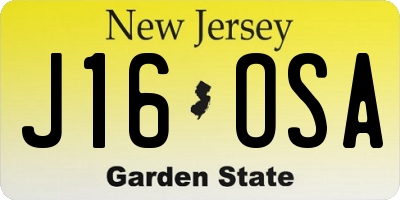 NJ license plate J16OSA