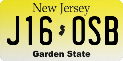 NJ license plate J16OSB