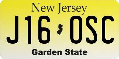 NJ license plate J16OSC