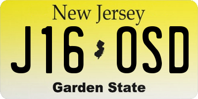 NJ license plate J16OSD