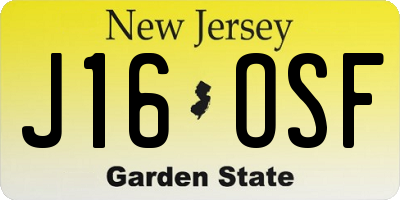 NJ license plate J16OSF