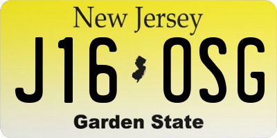 NJ license plate J16OSG