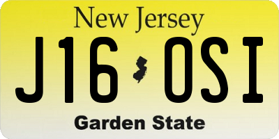 NJ license plate J16OSI