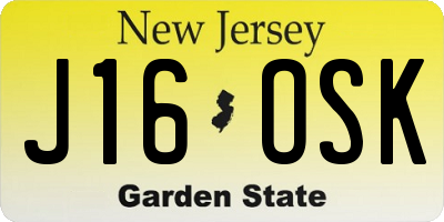 NJ license plate J16OSK