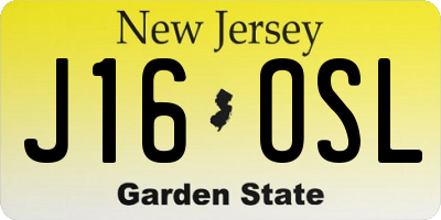 NJ license plate J16OSL