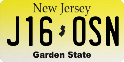 NJ license plate J16OSN