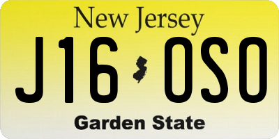 NJ license plate J16OSO