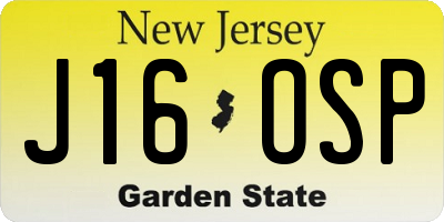 NJ license plate J16OSP