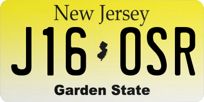 NJ license plate J16OSR