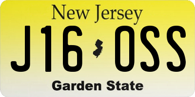 NJ license plate J16OSS