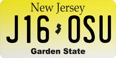 NJ license plate J16OSU