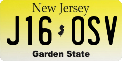 NJ license plate J16OSV