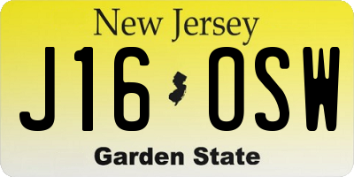 NJ license plate J16OSW