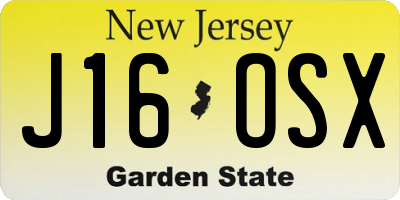 NJ license plate J16OSX