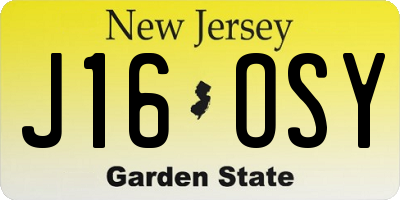 NJ license plate J16OSY