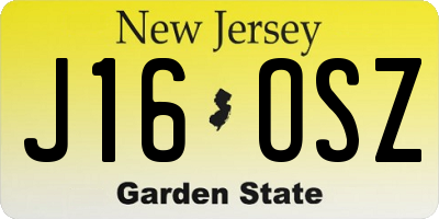 NJ license plate J16OSZ
