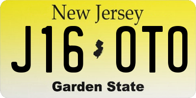 NJ license plate J16OTO