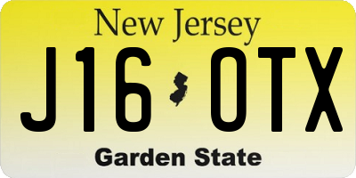 NJ license plate J16OTX